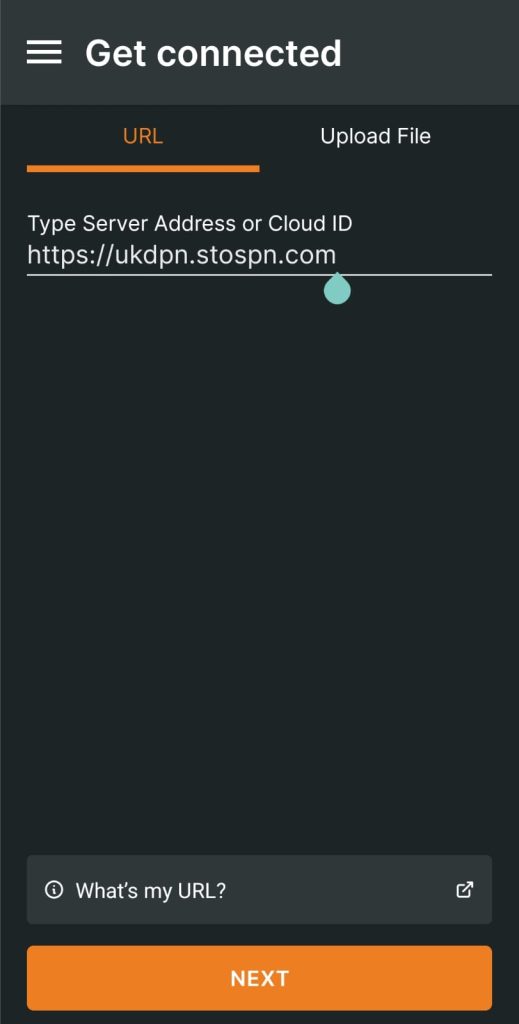 Enter Server Access URL